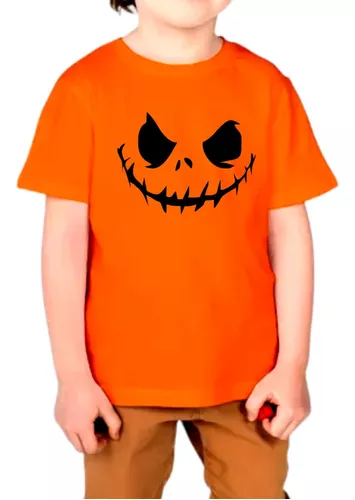 Fantasia de Halloween Infantil Masculino Camiseta Abóbora Manga Longa