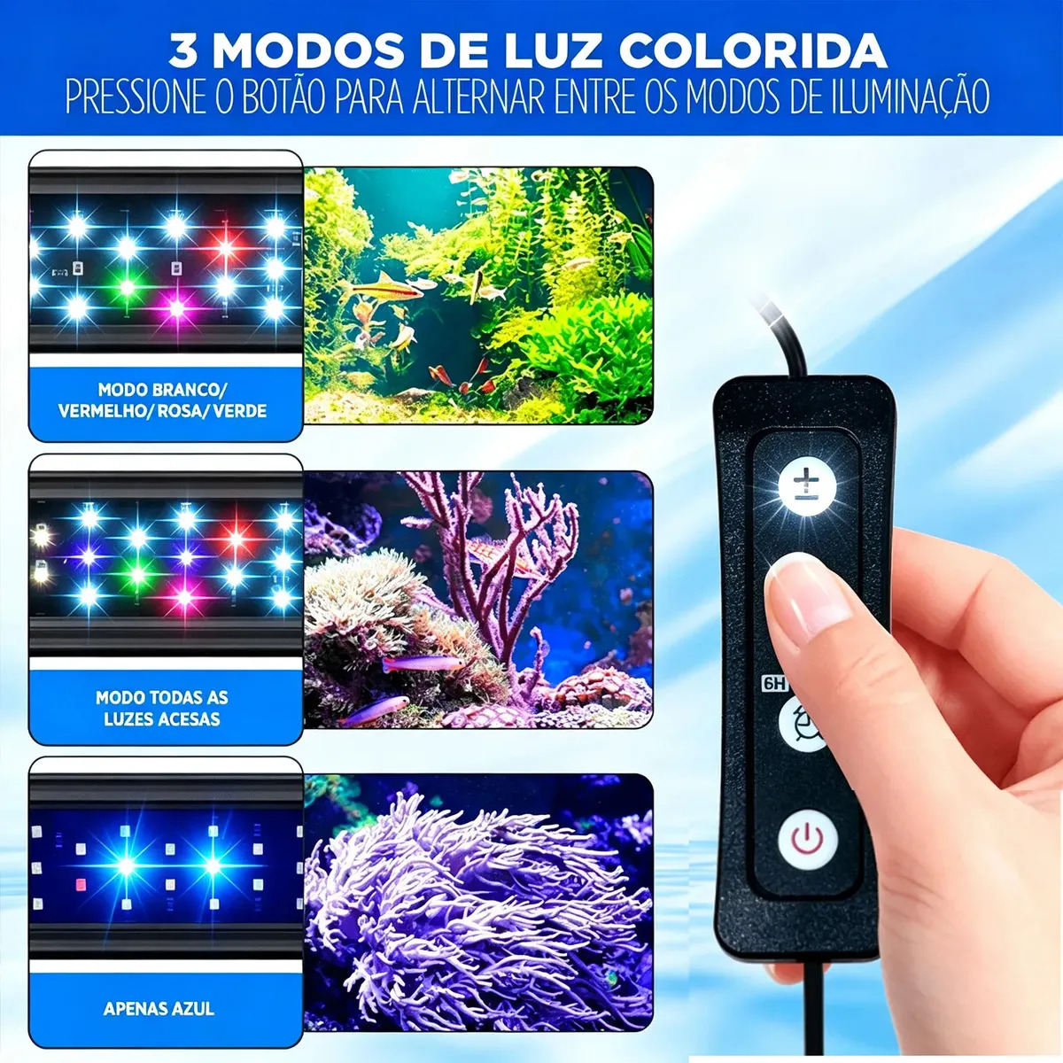 Luminária LED Aquário Plantado Newpet 35-55cm 53 LEDs Espectro Total Timer Memória 10 Níveis Brilho USB (Requer 5V/2A) Suporte Extensível · foto 5