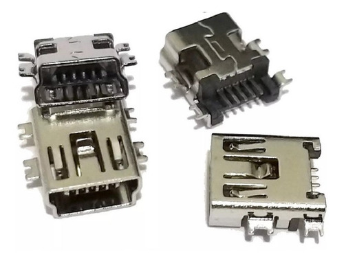 Kit 4un Conector De Carga Jack Mini Usb 5 Pinos ((para Gps))