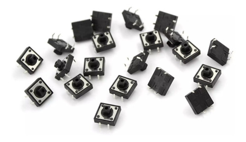 Imagen 2 de 4 de Pulsador Boton Dip Tactil Switch 12x12x7.3mm Apto Capuchones