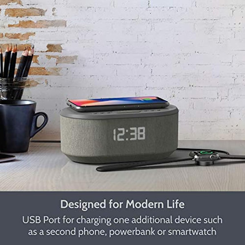 Reloj Despertador Con Usb/bluetooth, Color Gris