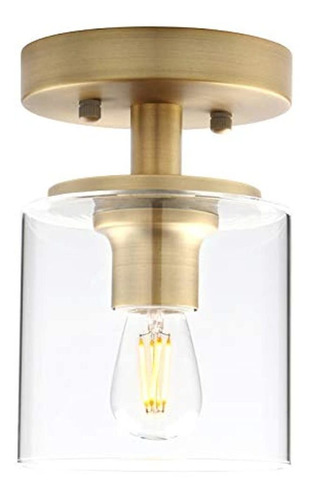 Lámpara De Techo Industrial Con Pantalla De Cristal, 1 Luz