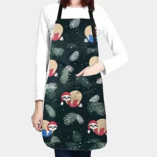 N/w Sloth Baby Hugging Christmas Ball Kitchen Aprons For Wom