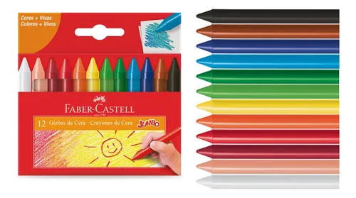 Gizão De Cera Jumbo Infantil 12 Cores Faber Castell