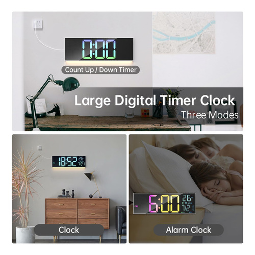 Reloj De Pared Digital 16.2 Pulgadas Marca Modelo Específico Color De La Estructura Color Del Fondo