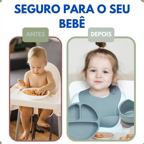 Kit 8 Alimentação Bebê Silicone Prato Babador Copo Tigela
