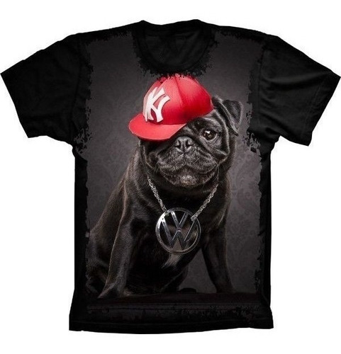 Camiseta Estilosa 3d Animais - Pug Rapper