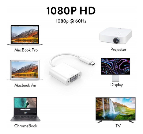 Imagen 5 de 5 de Adaptador Usb C A Vga Generico