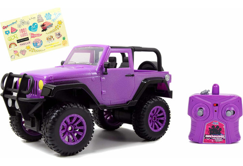 Carrito Jeep Wrangler Para Muñecas Barbie Morado Recargable