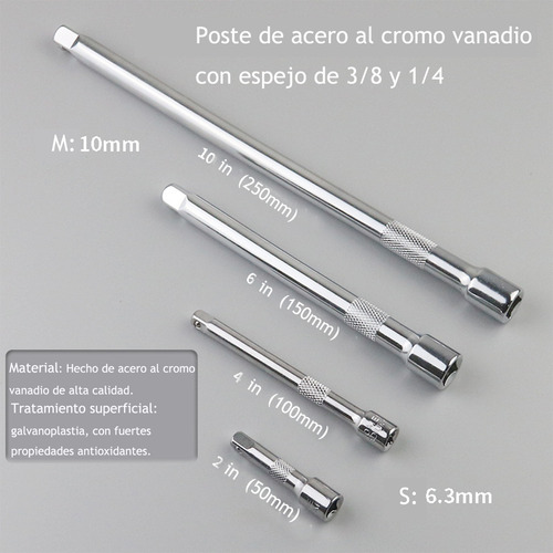 12 Pzs Pzs Tubo Of 5 Varillas Extension For Matraca