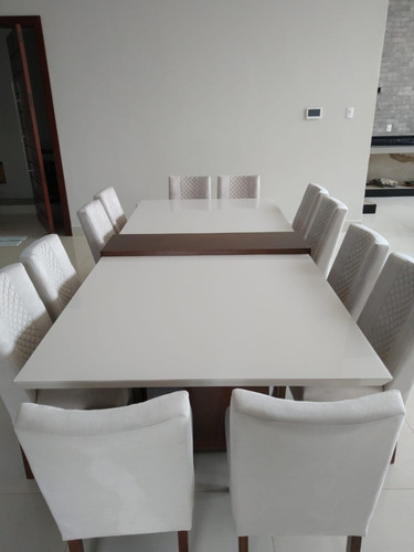 Mesa Jantar 12 Lug Vidro Temperado Com Aparador 3,4 X 1,52 M