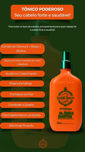 Tônico Poderoso E Sérum Kit Crescimento Cabelos Gold Spell