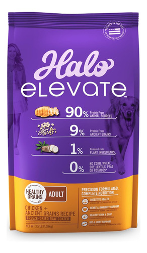 Halo Elevate Dry Dog Food, Healthy Grains Chicken Recipe, 3.