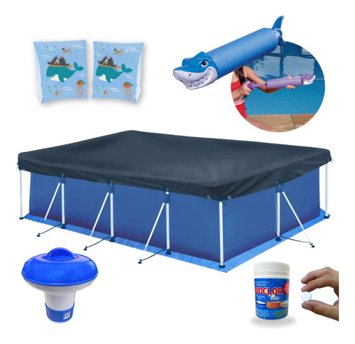 Piscina 5000 Lts + Capa, Forro + Lança Água + Boia De Braço