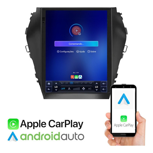 Central Multimídia Tesla Carplay Android P/ Santa Fe 2013/19