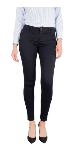 Imagen 1 de 6 de Pantalon Oggi Jeans Mujer Gabardina Negro Chinos Skinny