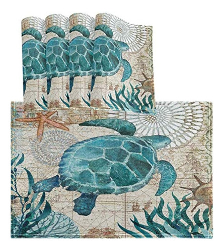 Oarencol Vintage Animal Sea Turtle Manteles Individuales Jue