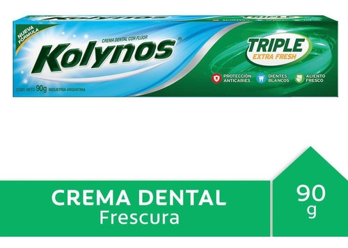 Imagen 1 de 2 de Pasta Dental Crema Fluor Dental Kolynos Triple Fresh 90g