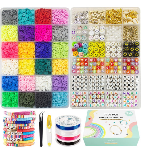 Kit 7200 Cuentas Para Crear Pulseras C/ Estuche