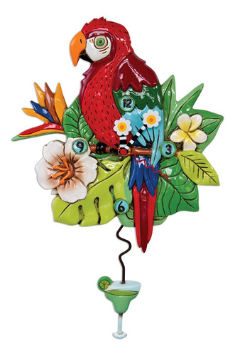 Allen Designs Polly Parrot - Reloj De Pared Con Pendulo