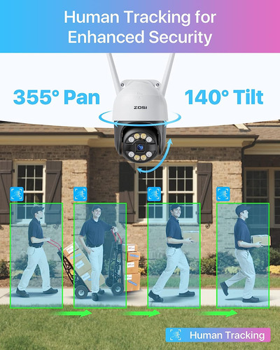 Zosi C289 Wifi Pan Tilt Security Camera Al Aire Libre, Detec