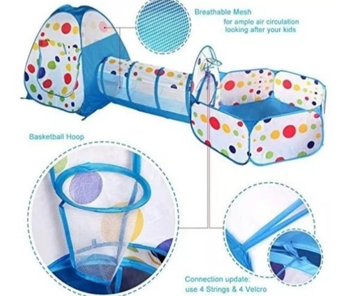 Tunel Para Bebe Con Piscina Y Casita + 100 Pelotas Plasticas