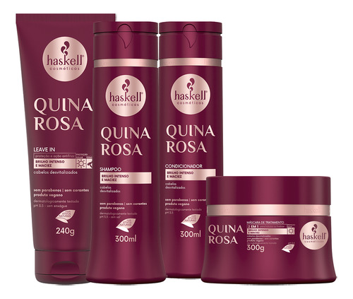 Kit Haskell Quina Rosa Shampoo Cond Mascara E Leave In 300ml