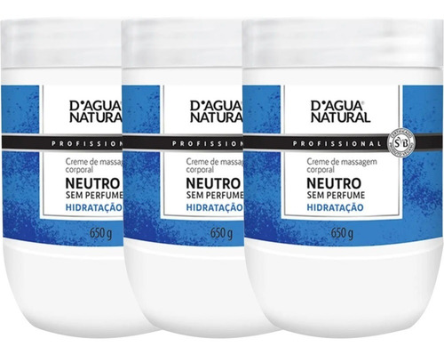 Combo 3un Creme Massagem Corporal Neutro 650g Dagua Natural