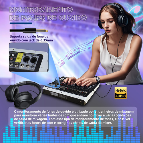 Morefand Mesa De Som 8 Canais Usb Staner Bluetooth Efeitos