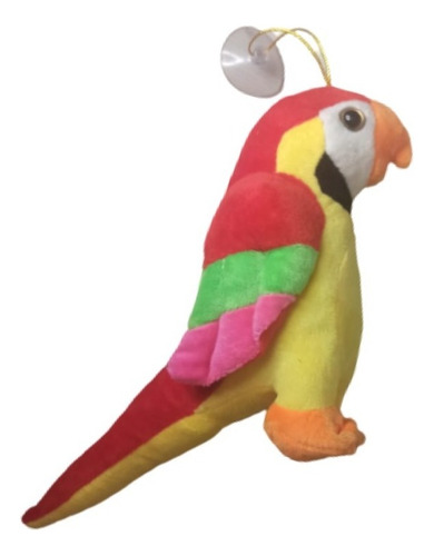 Pelúcia Papagaio Realista Vermelho Com Ventosa 30cm