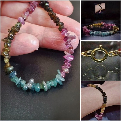 Imagem 1 de 7 de Pedras - Pulseira Turmalinas, Fecho De Ouro 18, Cód357p138