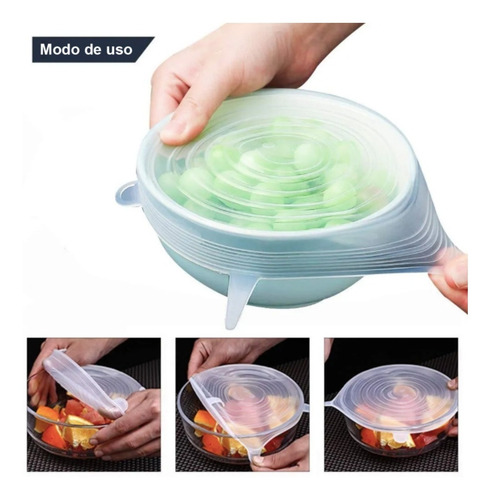 Tapas Elásticas De Silicona, 6 Piezas