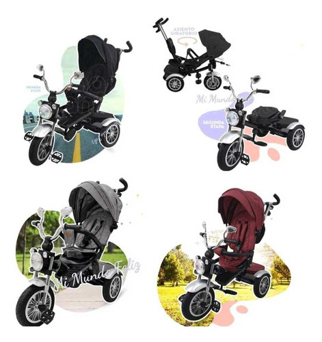 Triciclo Moto Ebaby De Lujo Para Bebes Modelo Color Azul Rojo Gris