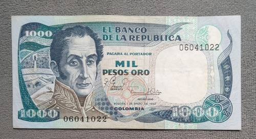 Billete De 1000 Pesos Primera Fecha , Estado 7.5 Buen