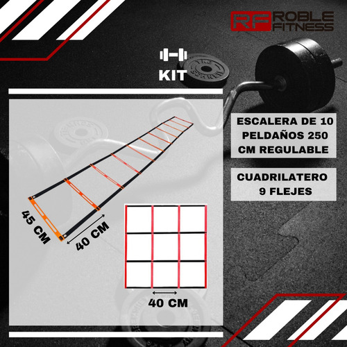 Imagen 2 de 9 de Kit Coordinacion Escalera Cono Cuadrilatero Bosu + Bolson