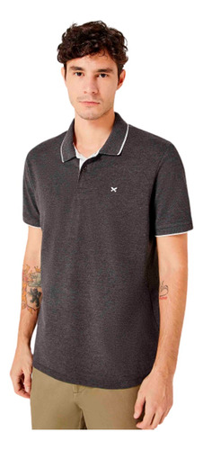 Camisa Polo Básica Hering Masculina Em Malha Piquet - Cinza