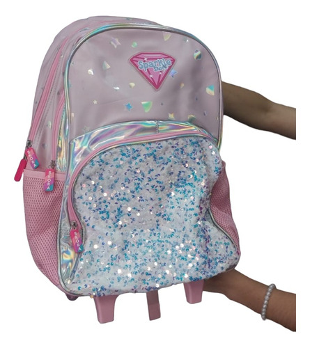 Mochila Carrito 17 Happy Glitter Con Lentejuelas