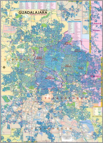 Mapa De Guadalajara Dividido Por Colonias 1.8x1.25m