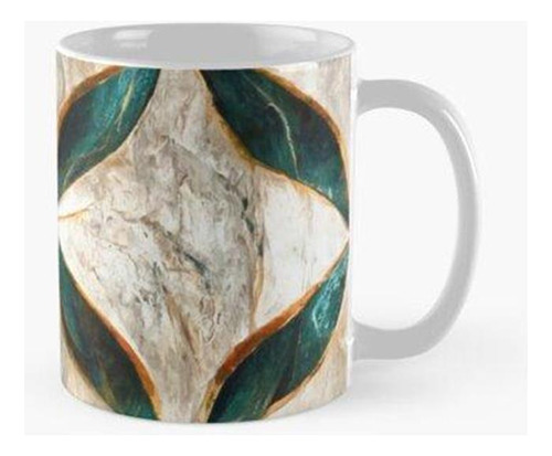 Taza Azulejo De Patrón Art Déco De Mármol Falso Verde Naranj