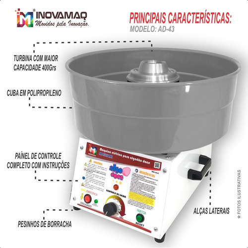 Imagem 7 de 10 de Maquina Algodao Doce - Profissional + Kit P/ Ensacar Gratis