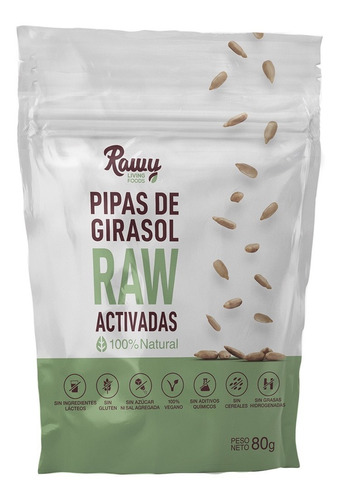 Pipas De Girasol Raw Activado 80g ,sin Gluten Y Veganos.