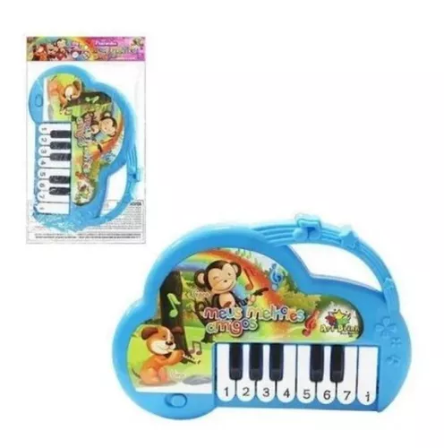 Brinquedo Teclado Mini Pianinho Infantil Som E Melodia Bebê Cor Azul