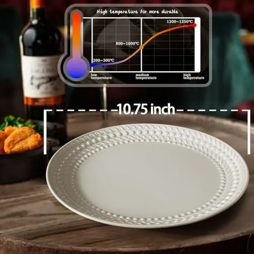 Set De 4 Platos Cerámicos - Blanco Moderno, A Prueba De Mi