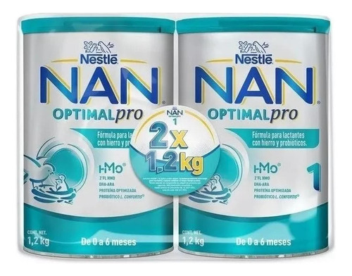 Formula Infantil Nan 1 Optimal Pro (2 Pz De 1.2 Kg C/u)