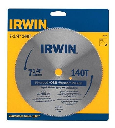 Hojas De Sierra Circular  Irwin 11840 7-1/4  140t Steel Circ