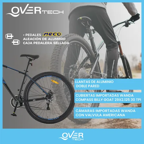 Bicicleta Mtb Overtech Q6 R29 Aluminio 21v Freno A Disco Negro