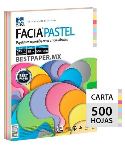 Papel Facia Pastel Mix Carta - Paquete Con 500 Hojas