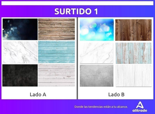 Fondo Foto Producto Mate Madera Piedra Reversible Set X6