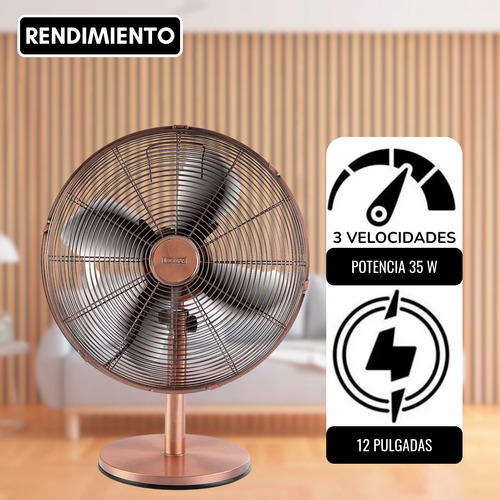 Ventilador Thomas Th-12cm Cobre Mesa 3 Velocidades 4 Aspas