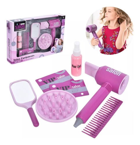 Set Salón De Belleza Para Niñas Con Secador, Juego Pequeño